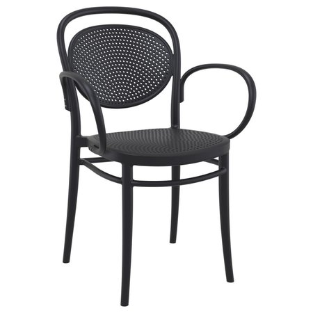 COMPAMIA 17.3 in. Marcel XL Resin Outdoor Arm Chair, Black ISP258-BLA